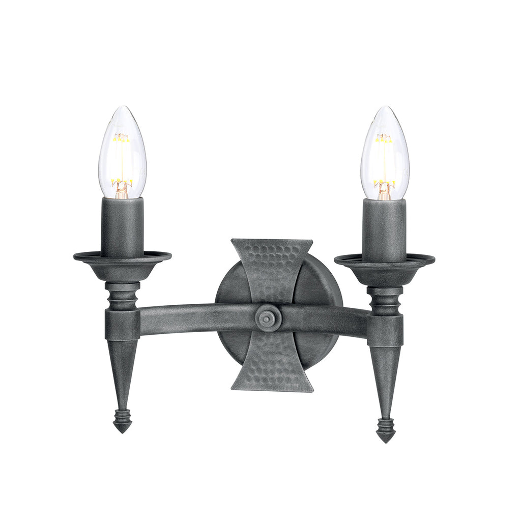 Saxon 2 Light Wall Light - Black/Silver - Elstead Lighting