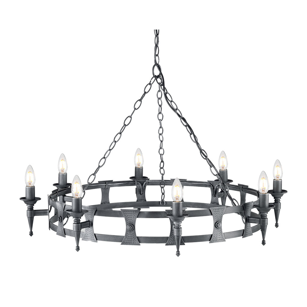 Saxon 8 Light Chandelier - Black/Silver - Elstead Lighting