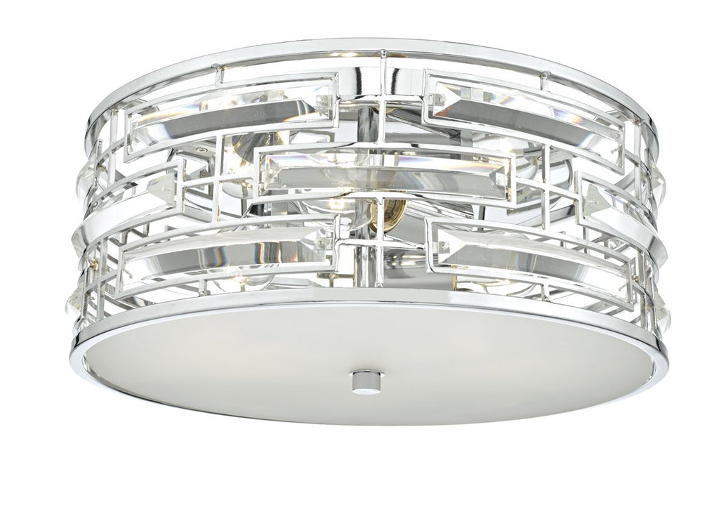 Seville 3lt Flush Polished Chrome & Crystal C/W Diffuser by Dar Lighting