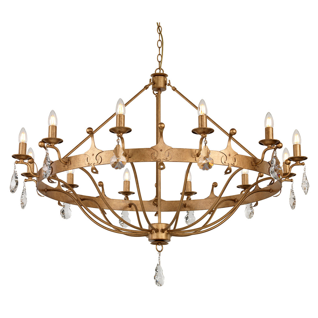 Windsor 12 Light Chandelier - Gold Patina - Elstead Lighting 