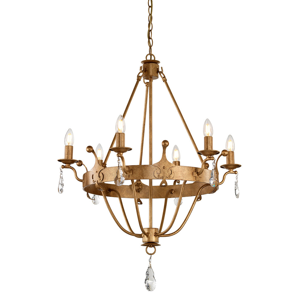 Windsor 6 Light Chandelier - Gold Patina - Elstead Lighting 