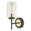 dar-lighting-Abel Wall Light Satin Black & Gold with Glass Shade