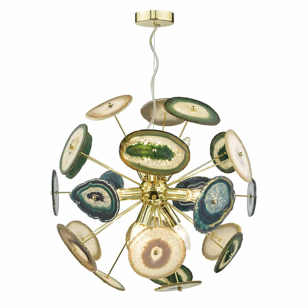 Achates 9lt Pendant Gold & Agate by Dar Lighting