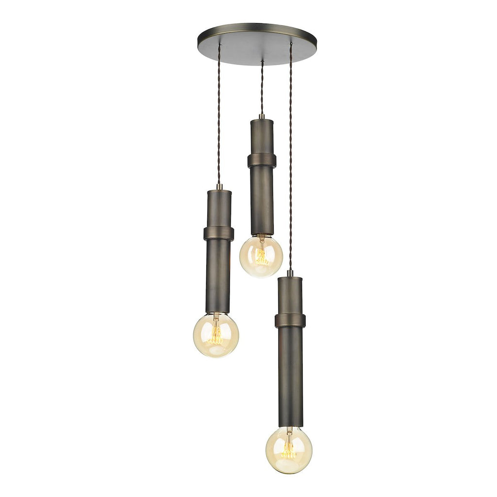 Adling 3 Light Pendant in Ant Brass by David Hunt Lighting