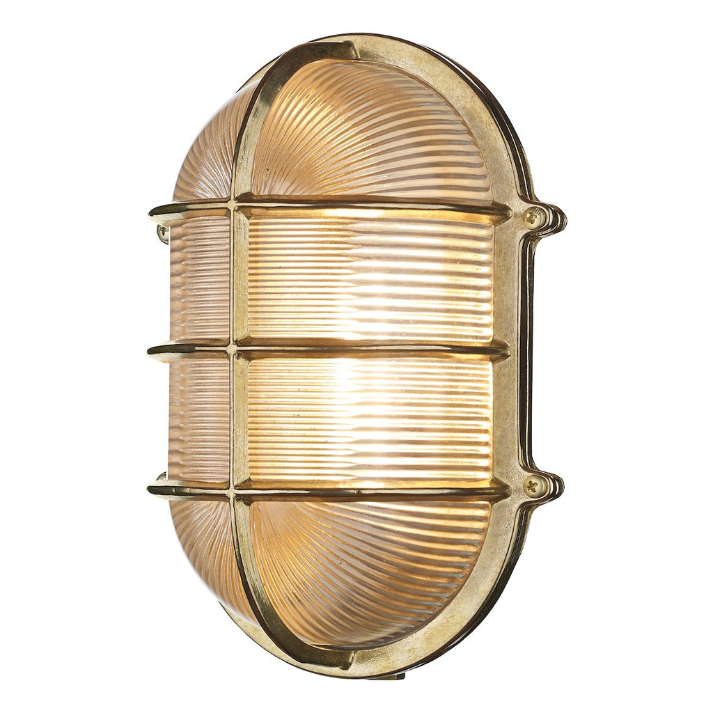 Admiral Large Oval Wall Bulkhead Brass IP64 by David Hunt Lighting