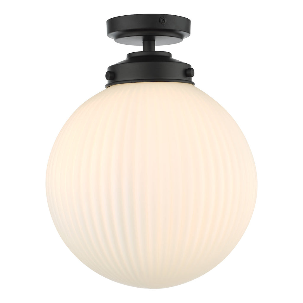 dar-lighting-Alrik-1-Light-Flush-Matt-Black-Opal-Glass-IP44