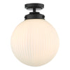 dar-lighting-Alrik-1-Light-Flush-Matt-Black-Opal-Glass-IP44