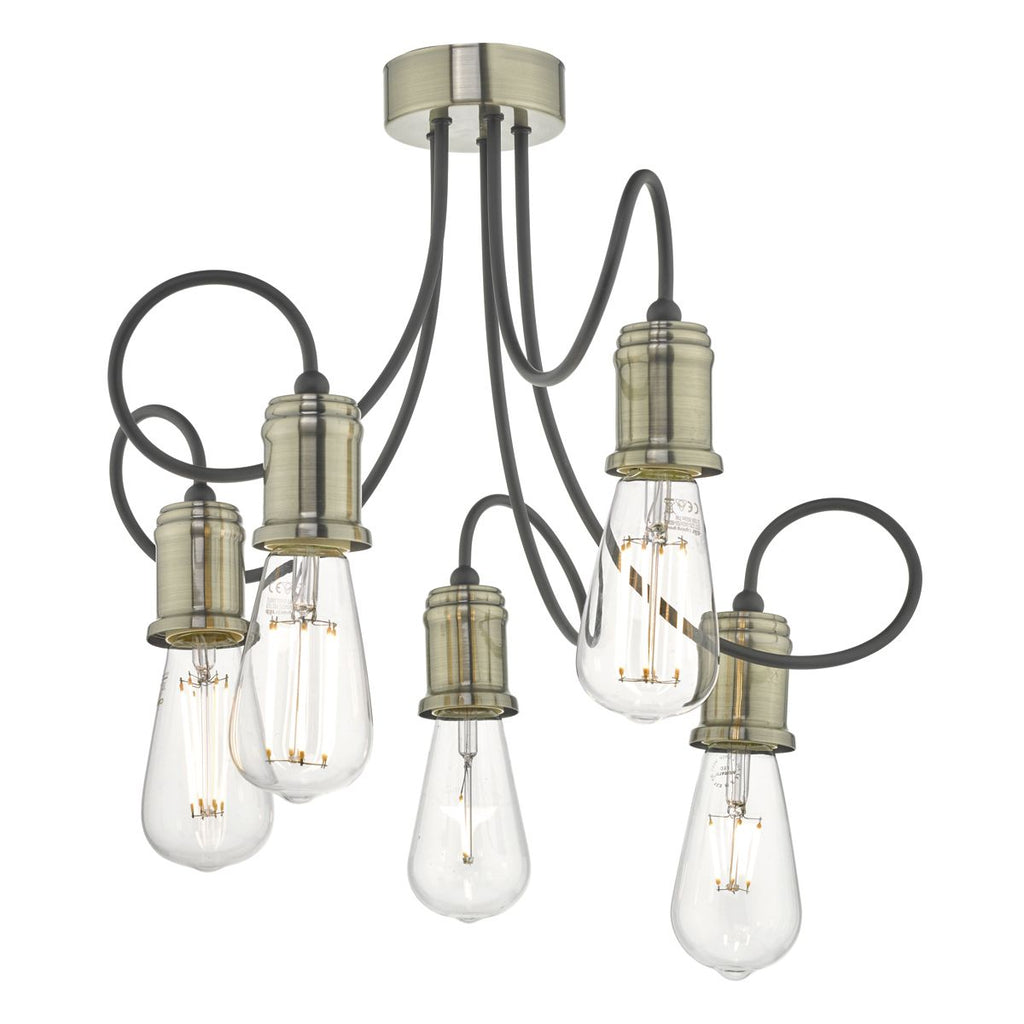 dar-lighting-alzbet-5lt-semi-flush-antique-brass-&-black