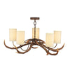 ANTLER 5 light rustic pendant comes with bespoke shades by David Hunt Lighting