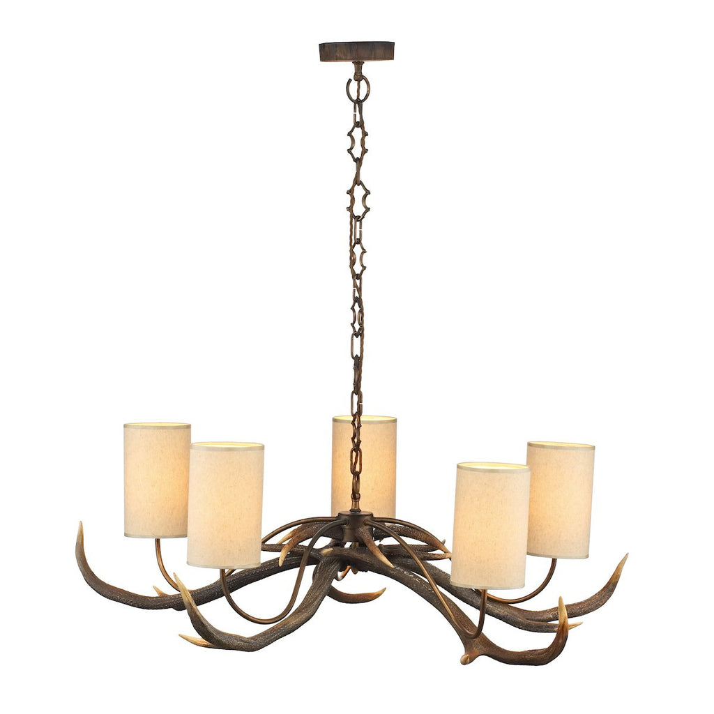 Antler 5 Light Rustic Pendant complete with Shades by David Hunt Lighting