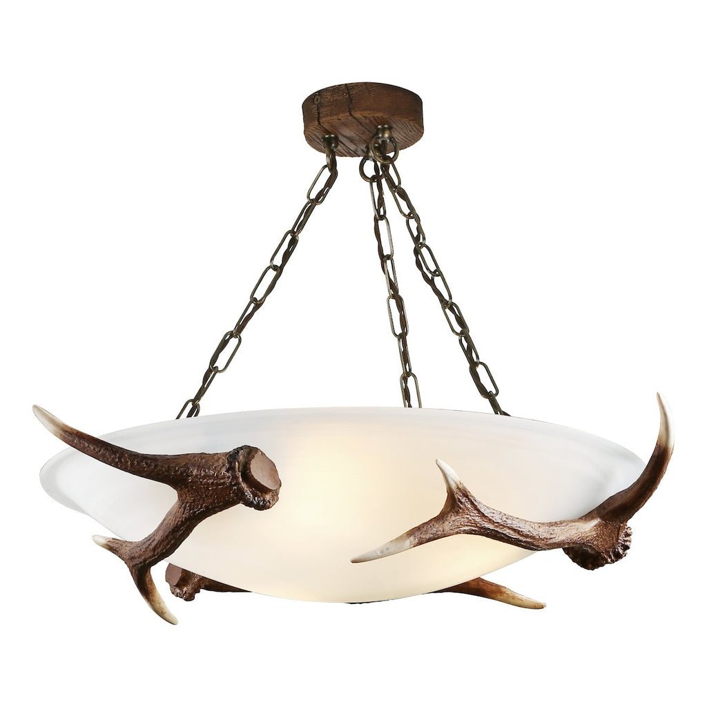 Antler 3 Light Semi Flush Rustic by David Hunt Lighting
