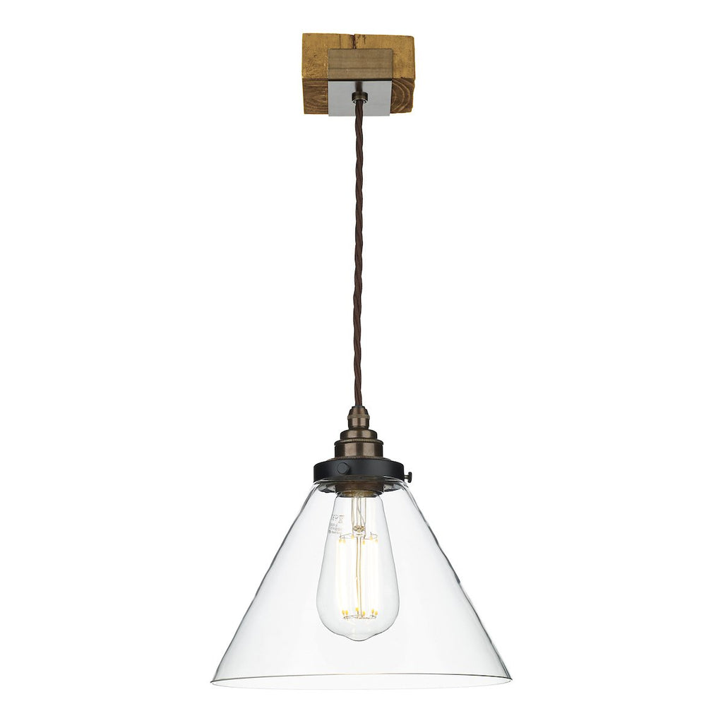 ASPEN Single Pendant with wood effect by David Hunt Lighting