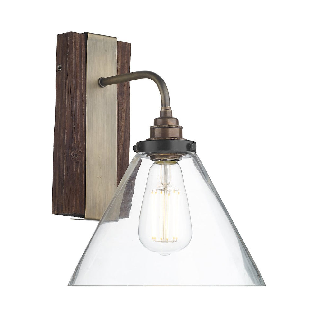 Aspen 1 Wall Light in Wood Effect by David Hunt Lighting