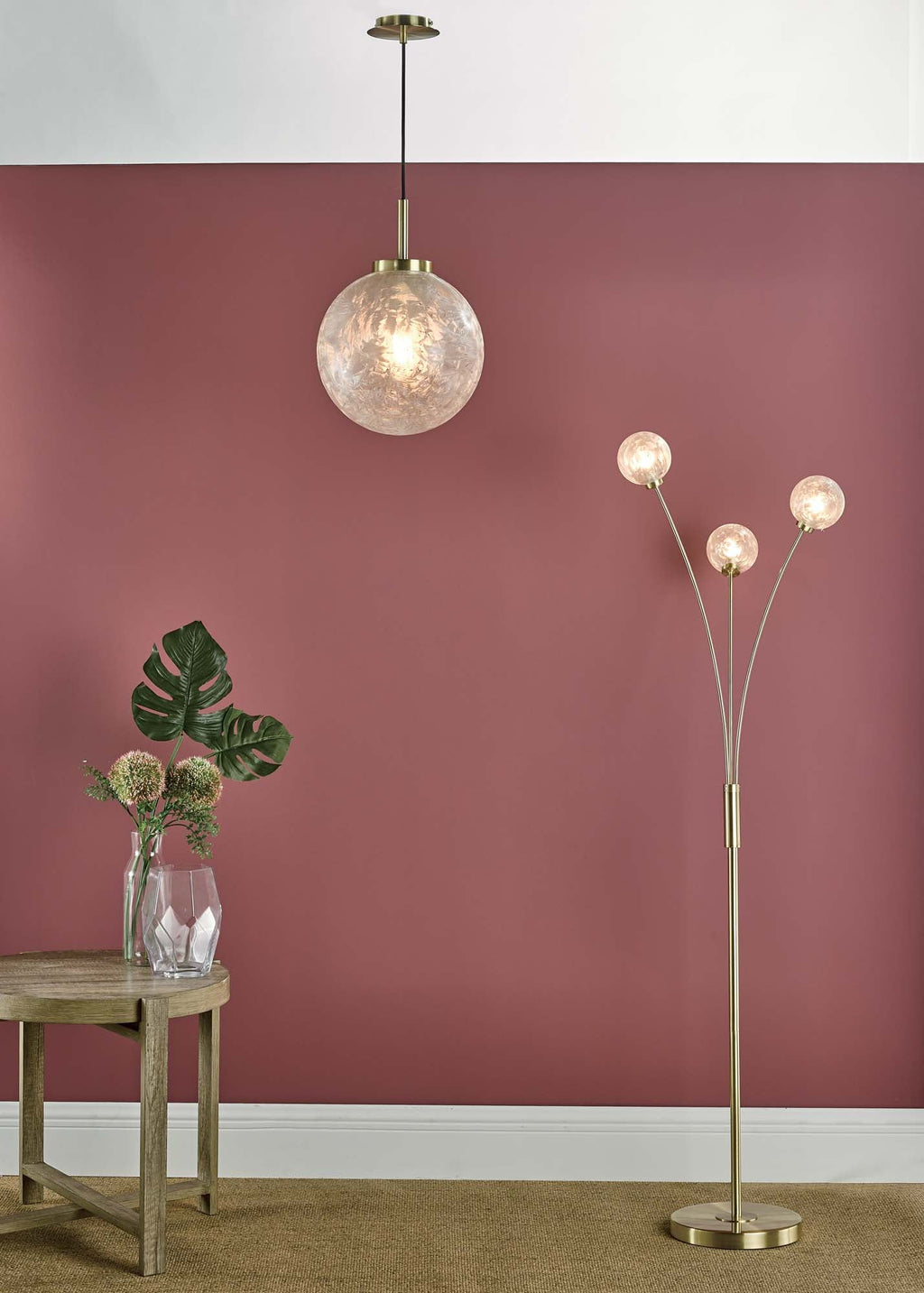 dar-lighting-avari-1-light-pendant-satin-brass-and-clear-frosted-glass
