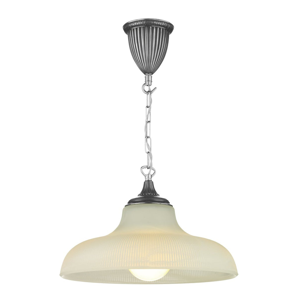 Badger 1 Light Pewter Glass Pendant by David Hunt Lighting