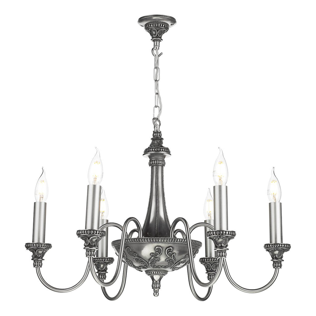 Bailey 6 Light Pendant in Pewter by David Hunt Lighting