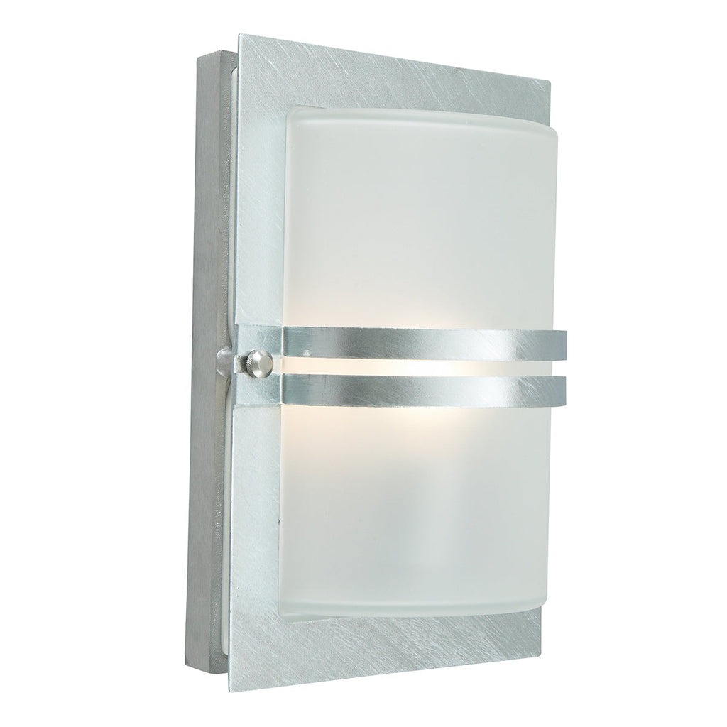 Basel 1lt Flush Wall Light Galvanized with Frosted Glass - Norlys