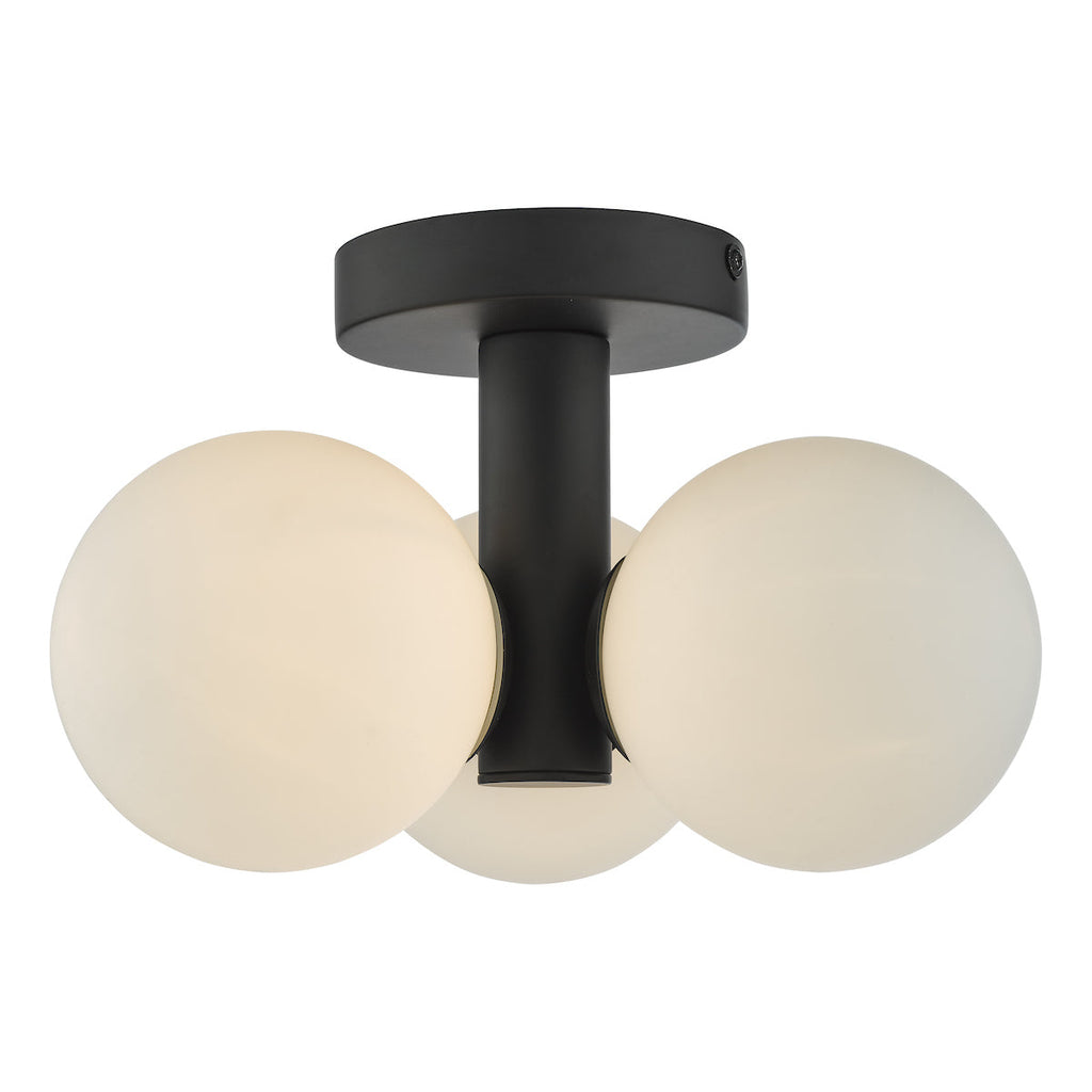 dar-lighting-Blake-3-Light-Semi-Flush-Matt-Black-Opal-Glass