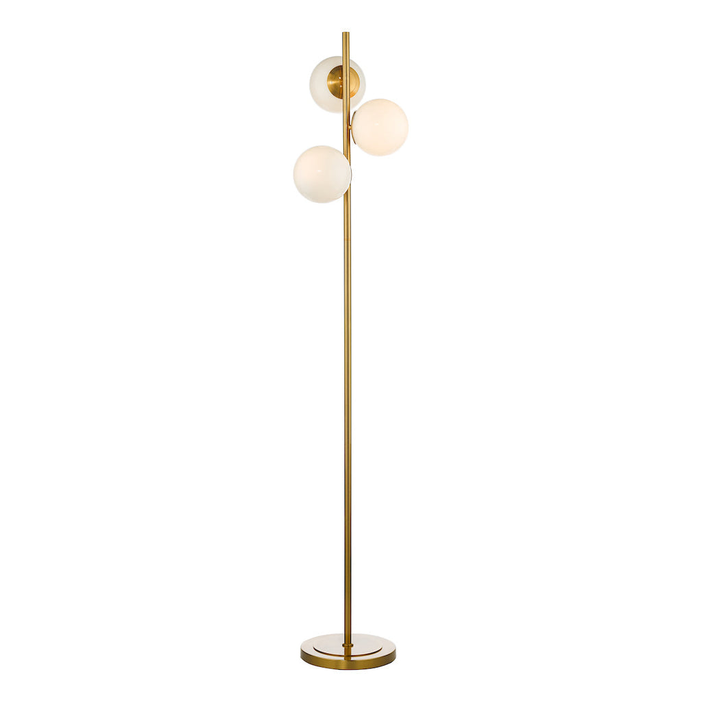 dar-lighting-Bombazine 3 Light Floor Lamp Natural Brass Opal Glass