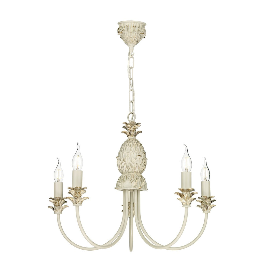 Cabana 5 Light Pendant in Cream Gold by David Hunt Lighting