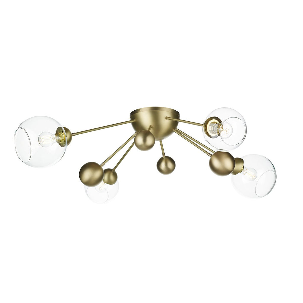 COSMOS 4 light semi flush in butter brass by David Hunt Lighting