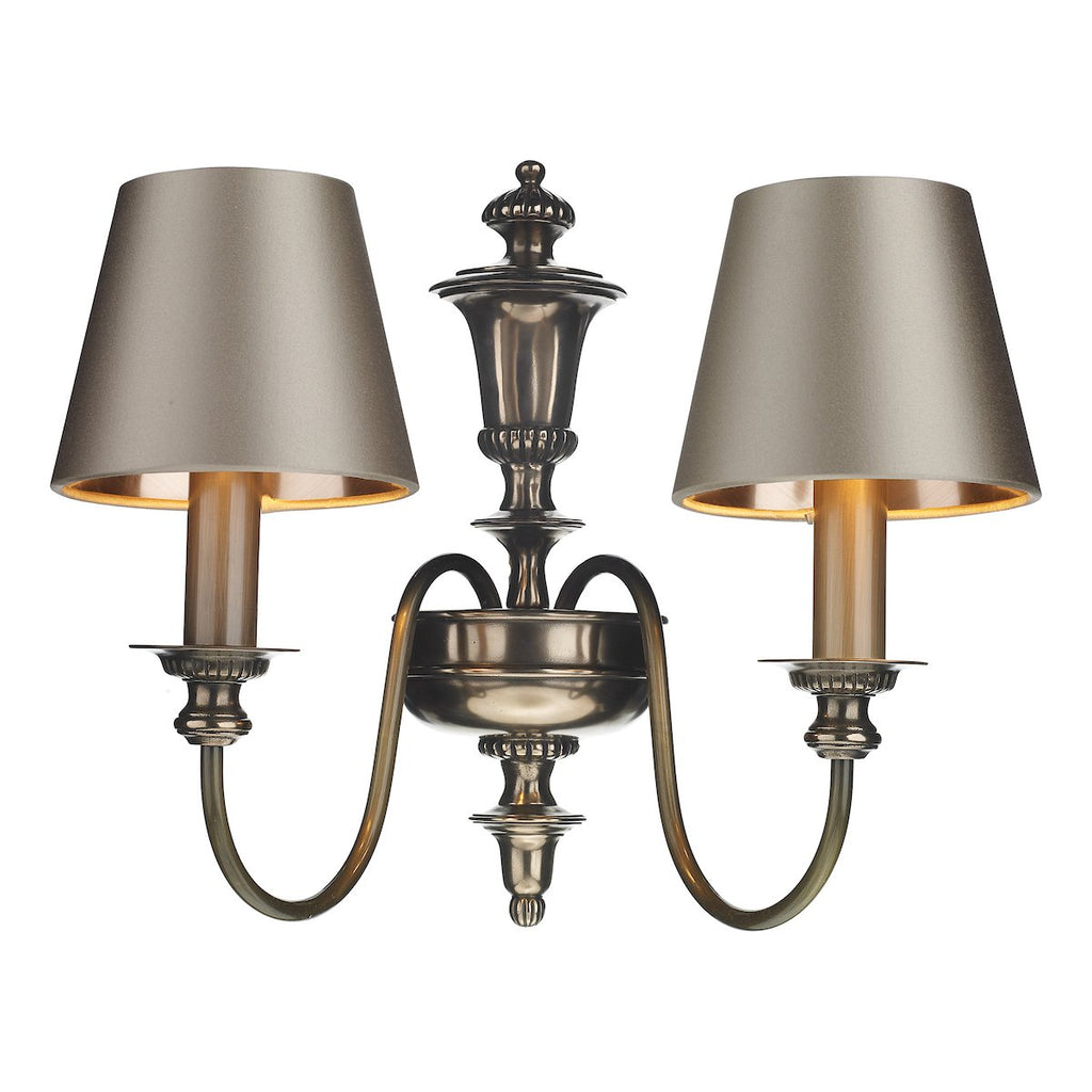 Dickens Double wall light in bronze by David Hunt Lighting