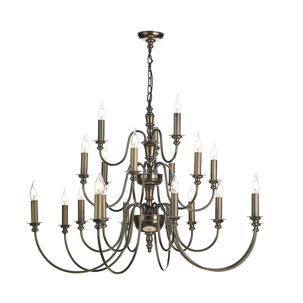 Dickens 21 Light Pendant in bronze by David Hunt Lighting