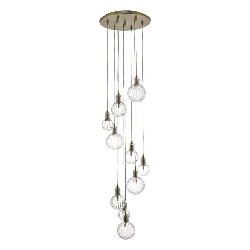 dar-lighting-dita-10lt-cluster-pendant-brass-&-glass