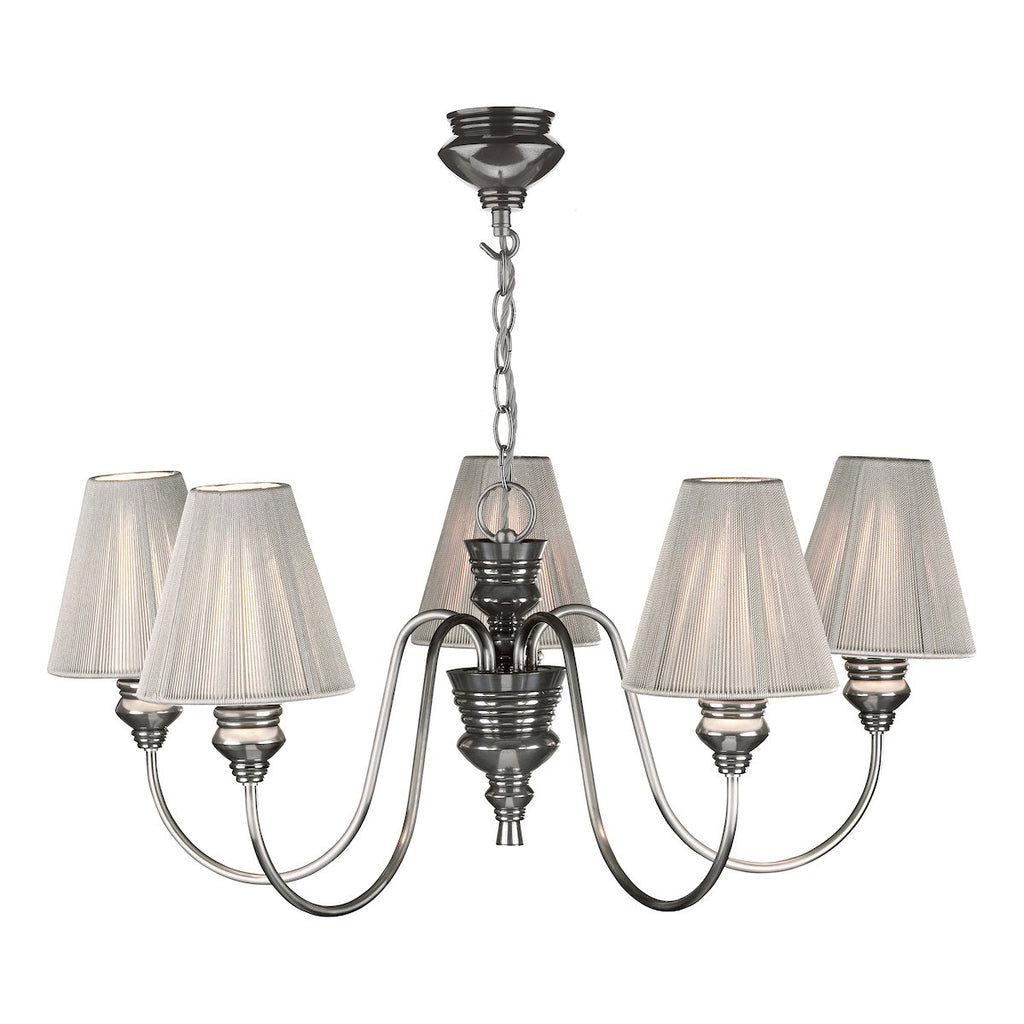 Doreen 5 Light Pendant Pewter complete with String Shades by David Hunt Lighting