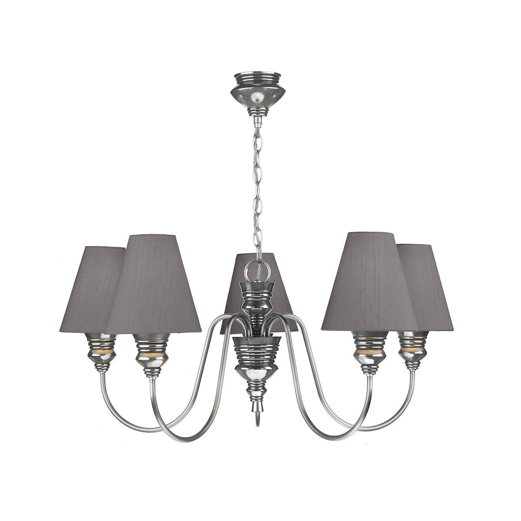 Doreen 5 Light Pendant Pewter complete with Bespoke Shades by David Hunt Lighting