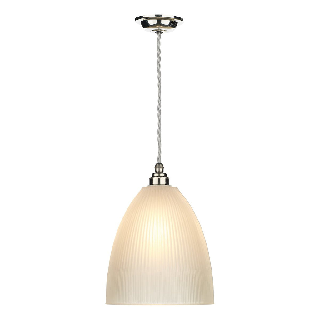 Duxford 1 Light Pendant Nickel Chrome complete with Glass by David Hunt Lighting