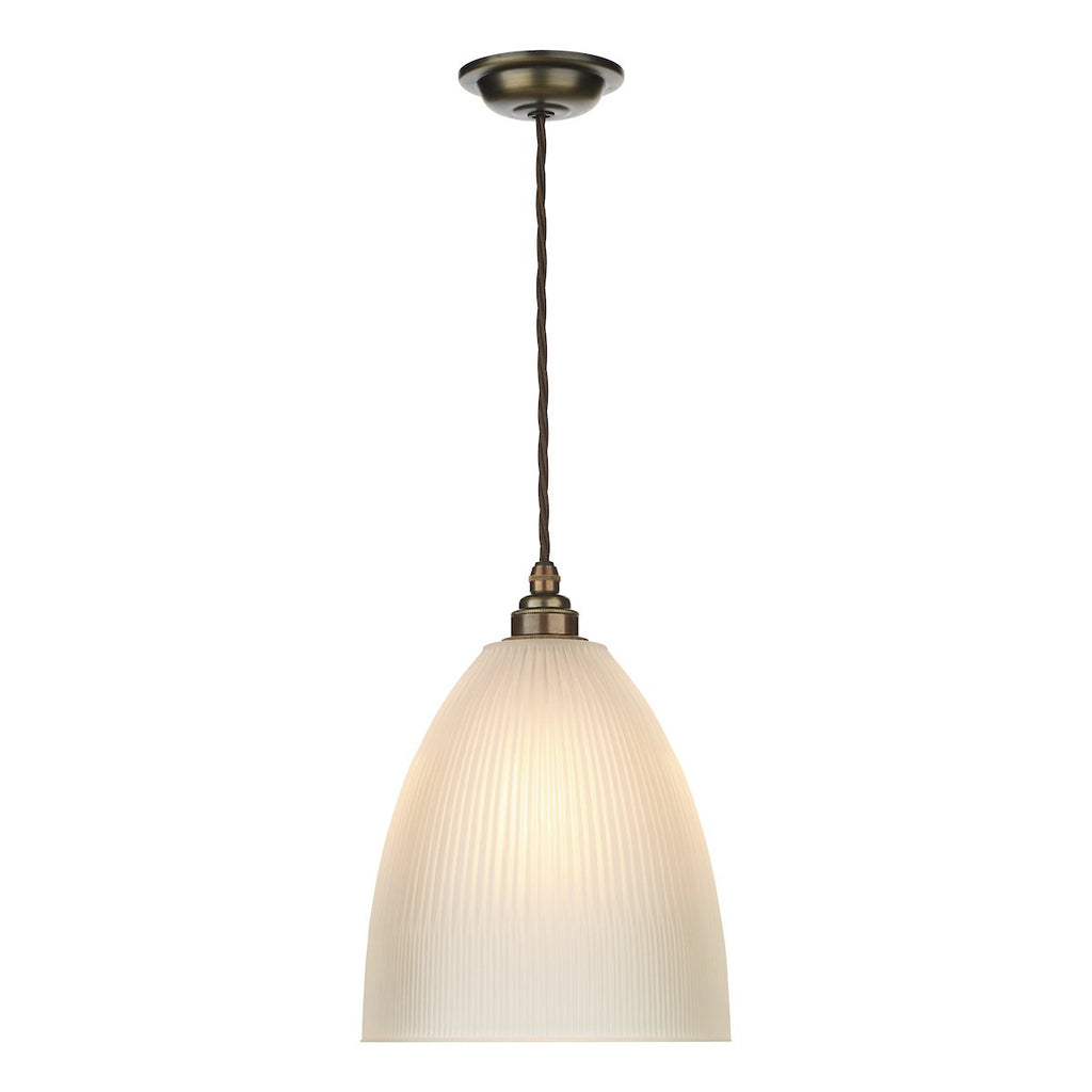 Duxford 1 Light Pendant Antique Brass complete with Glass by David Hunt Lighting