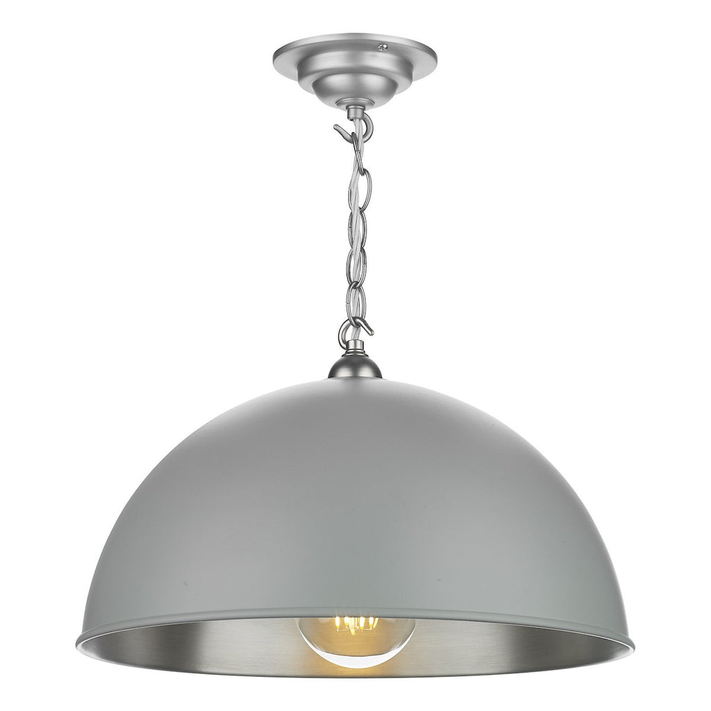 Ealing 1 Light Pendant in Powder grey, with chrome inner by David Hunt Lighting