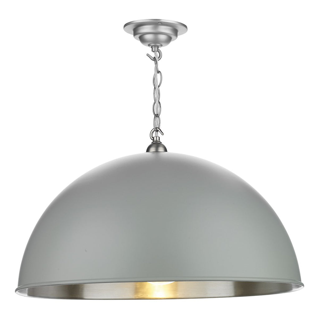 Ealing 1 Light Large Pendant in Powder Grey with Chrome inner by David Hunt Lighting