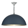 EALING Single large pendant in Smoke Blue with Brushed chrome inner by David Hunt Lighting