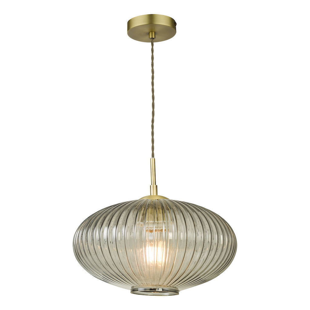dar-lighting-Edmond-1-Light-Pendant-Smoked-Glass-Antique-Brass-Detail