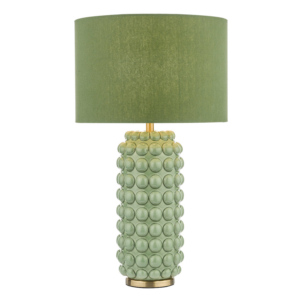 Dar Lighting - Etzel Table Lamp Green Satin Brass With Shade