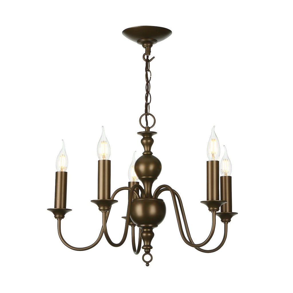 Flemish 5 Light Pendant Bronze by David Hunt Lighting