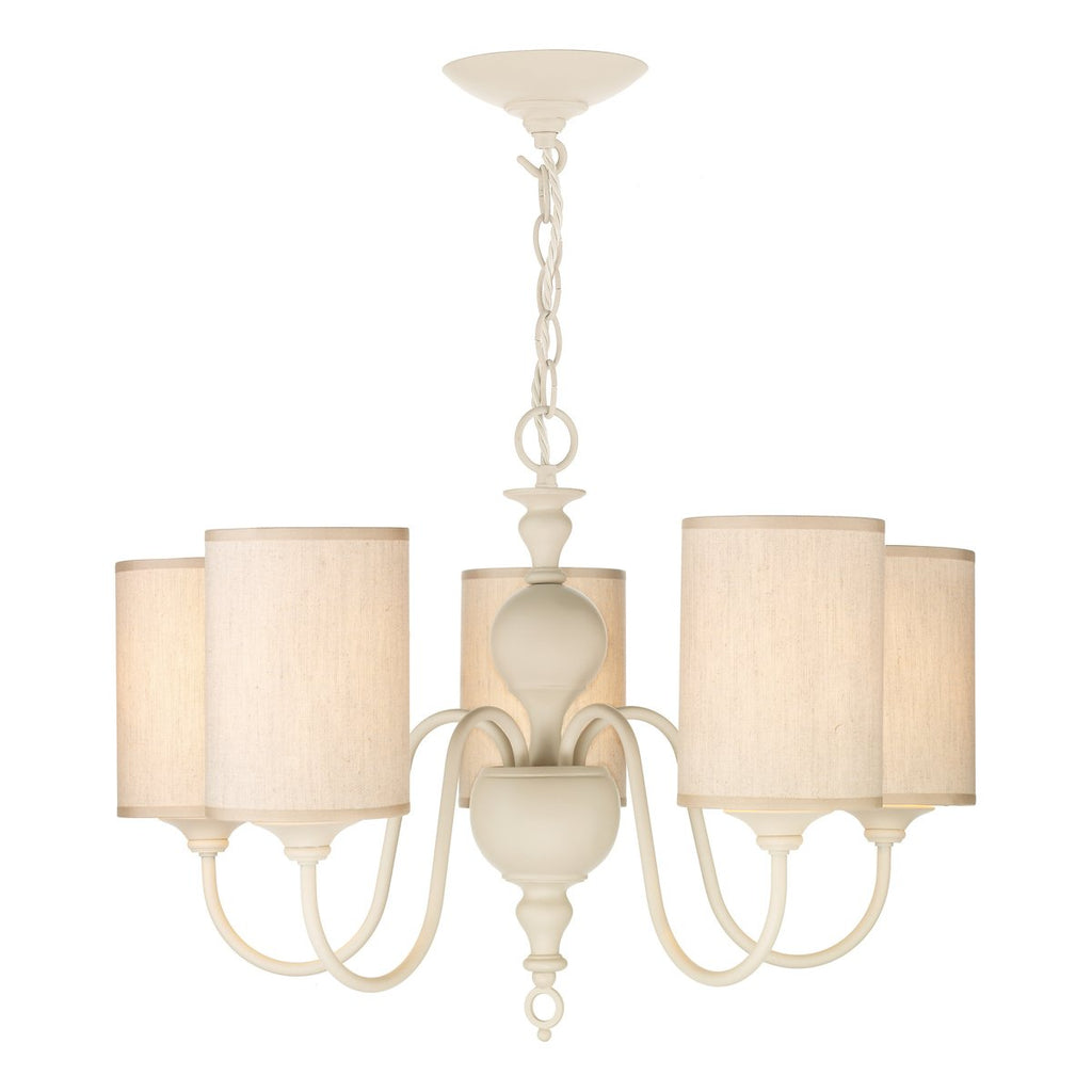 Flemish 5 Light Pendant Cream complete with Shades by David Hunt Lighting