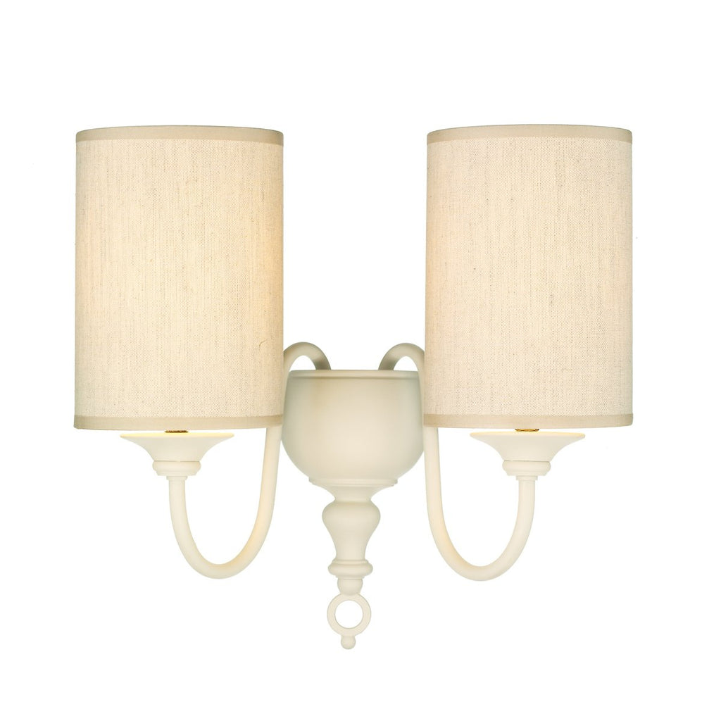 Flemish Double Wall Light Cream complete with Shades by David Hunt Lighting