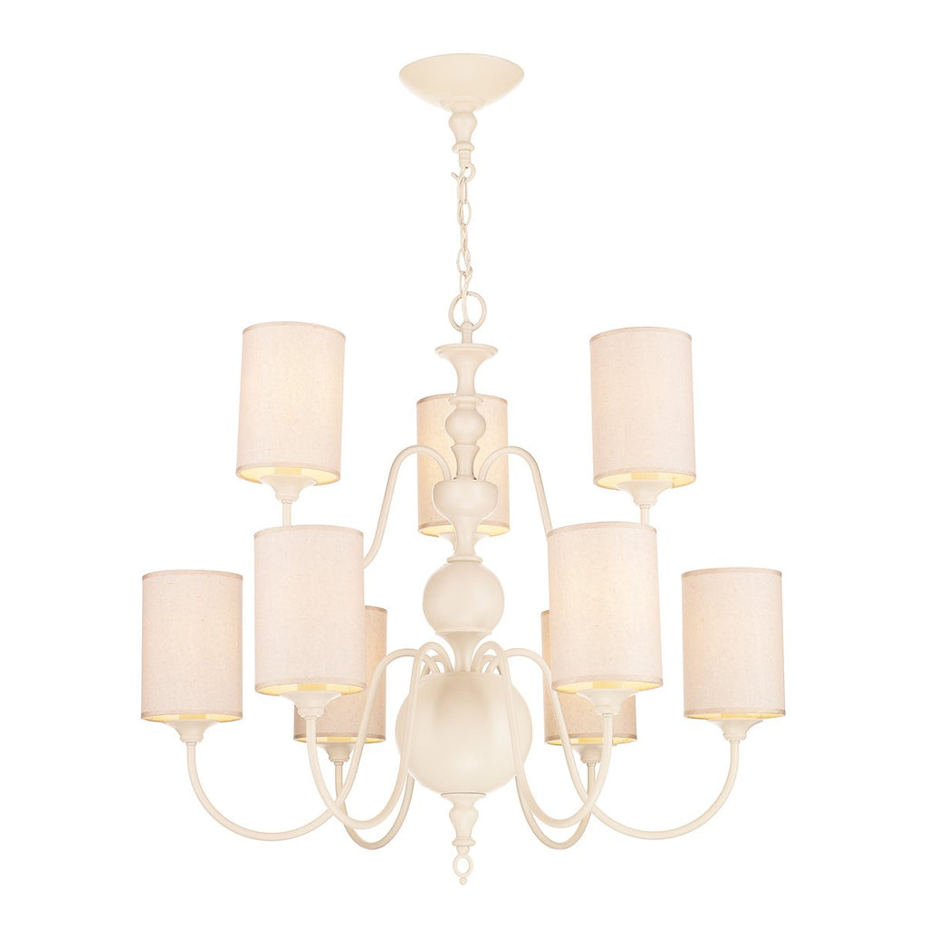 Flemish 9 Light Pendant in cream comes with shades by David Hunt Lighting