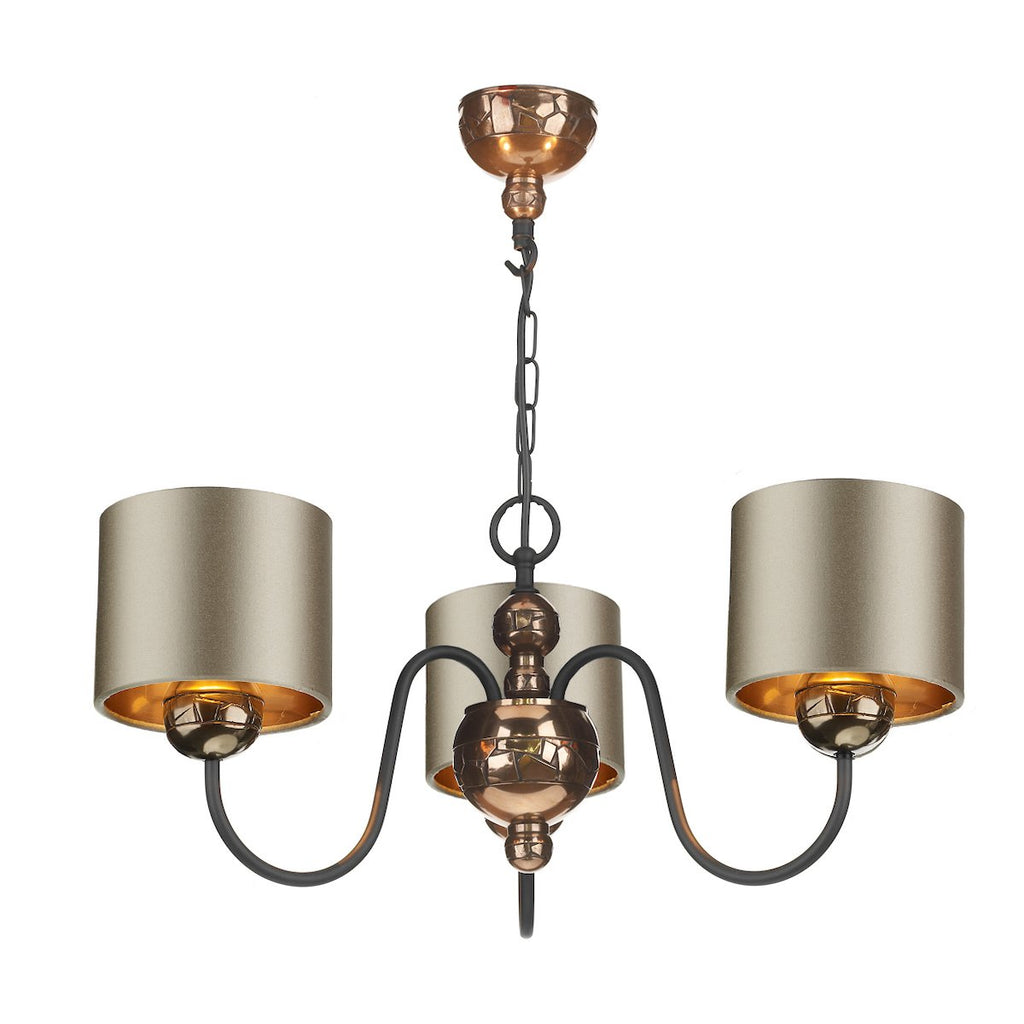 Garbo 3 Light Pendant in Bronze comes with bespoke shade by David Hunt Lighting