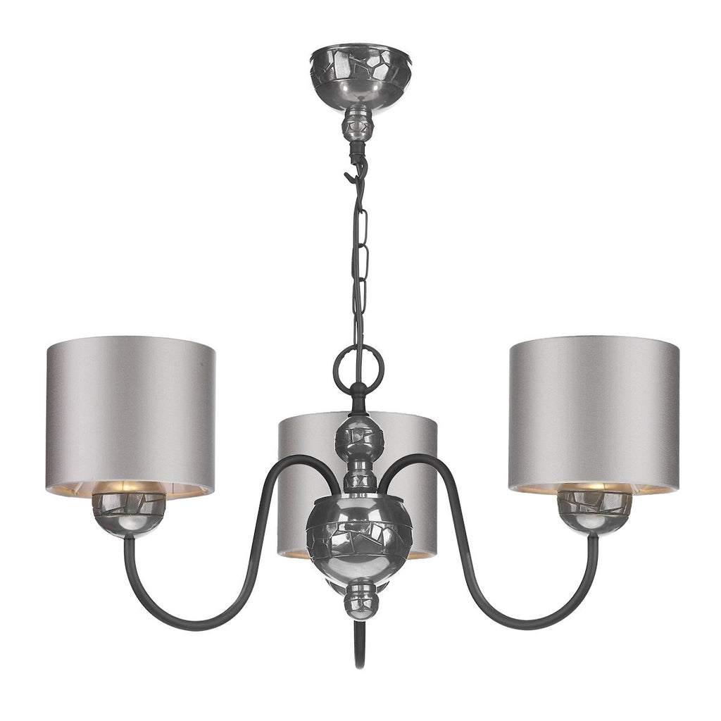 Garbo 3 Light Pendant in Pewter comes with a bespoke shade by David Hunt Lighting