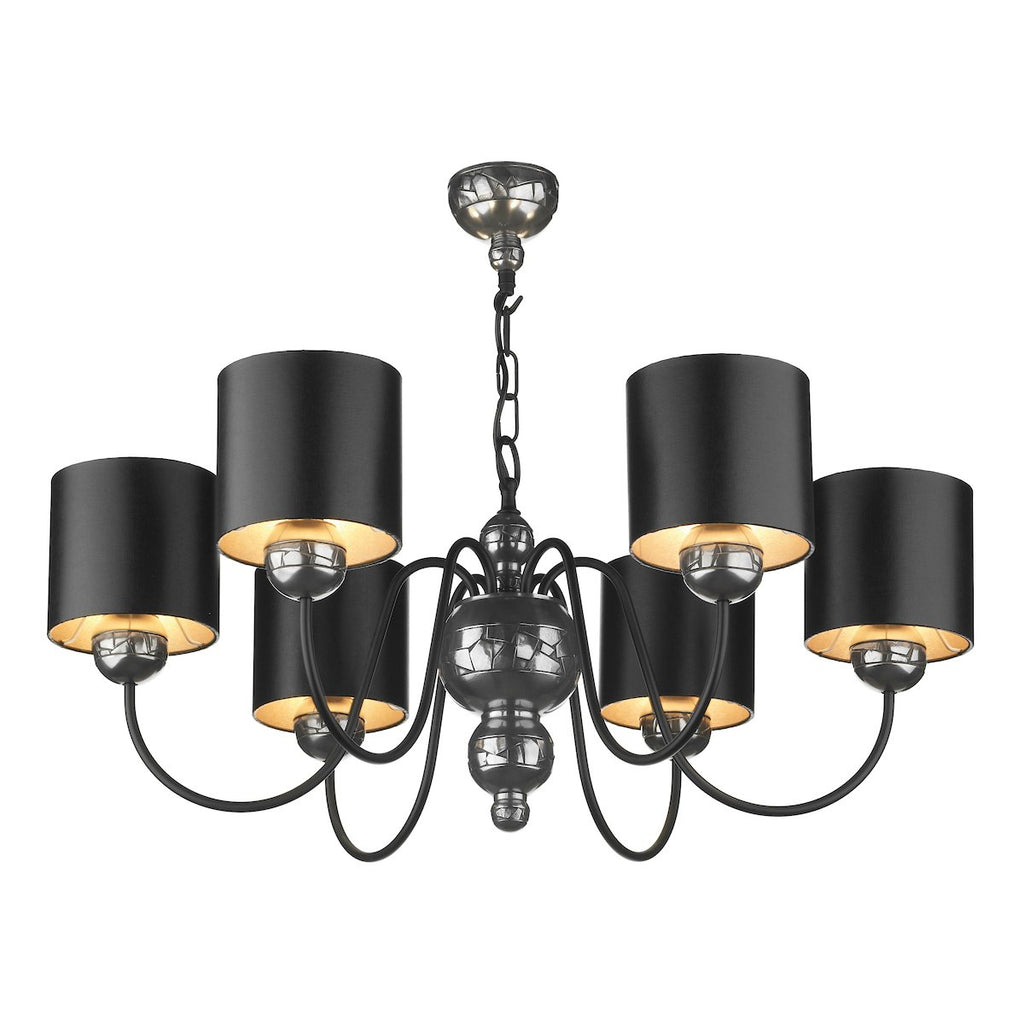 Garbo 6 Light Pendant in Pewter comes with a bespoke shade by David Hunt Lighting