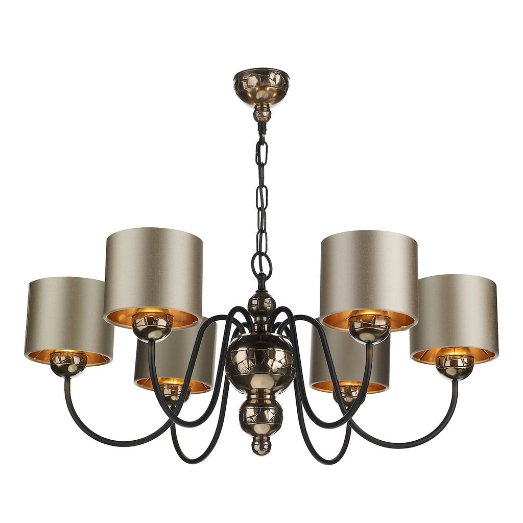 Garbo 6 Light Pendant in bronze comes with a bespoke shade by David Hunt Lighting