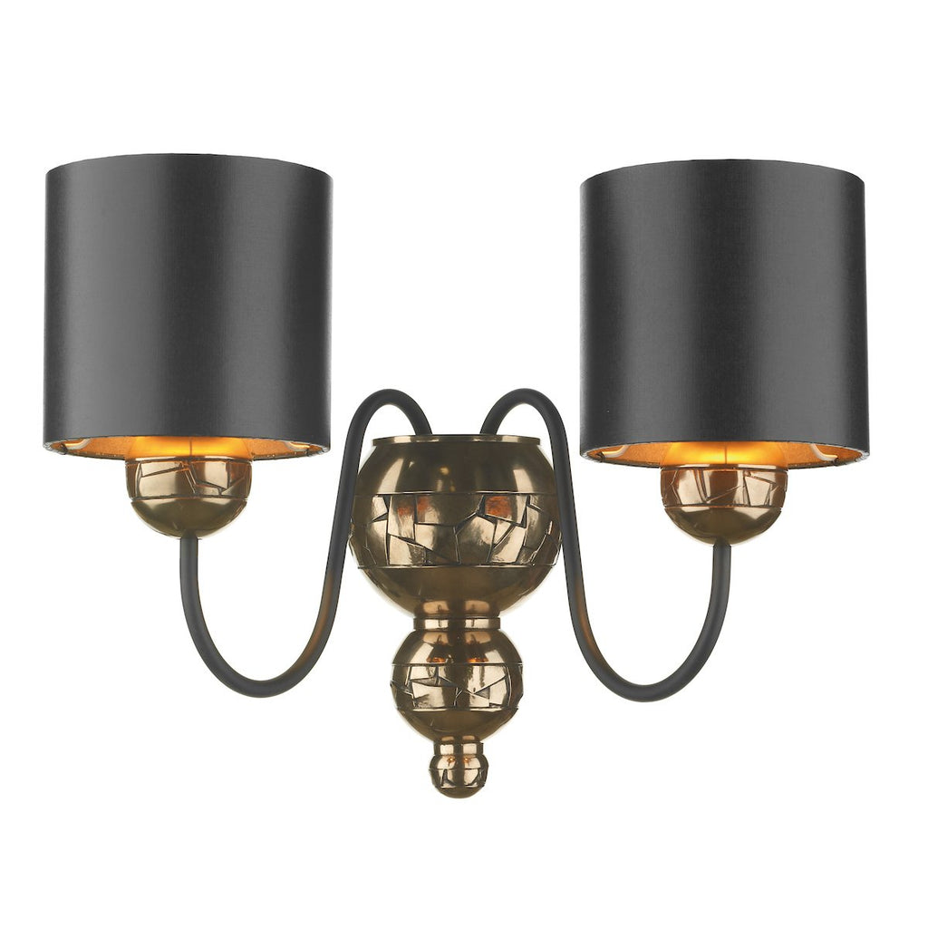 Garbo Double Wall Bracket Bronze complete with Black Bronze Shades by David Hunt Lighting