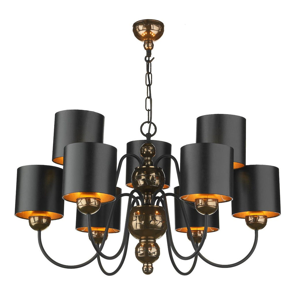 Garbo 9 Light Pendant Bronze complete with Black Bronze Shades by David Hunt Lighting