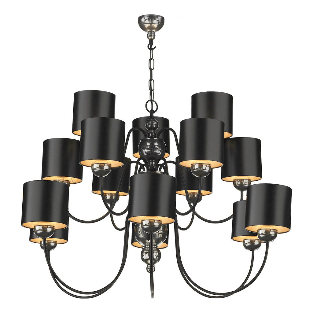 Garbo 15 Light Pendant in Pewter comes with bespoke shade by David Hunt Lighting