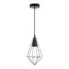 dar-lighting-gianni-1-light-pendant-black,-polished-chrome-&-glass