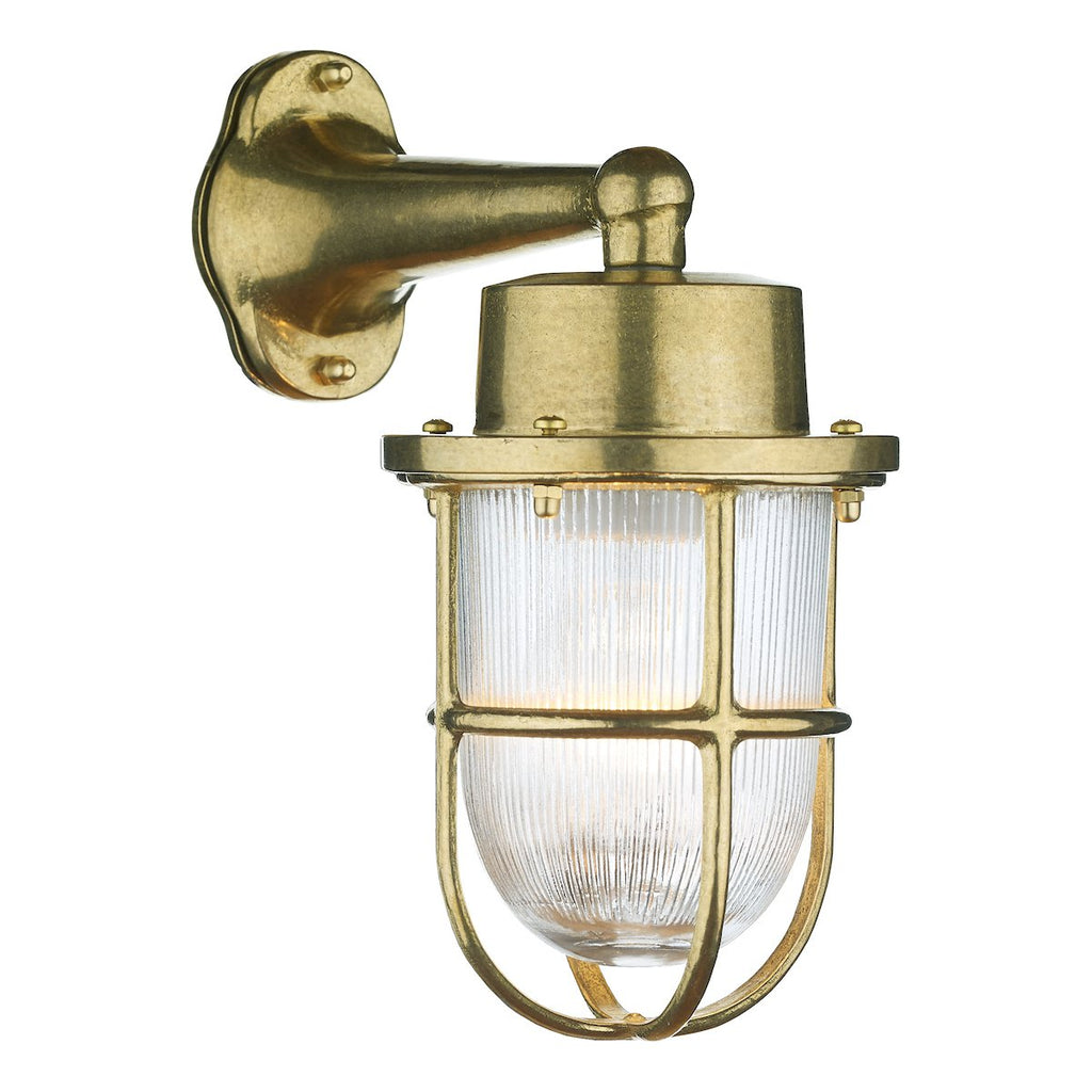 Harbour 1 Light Down Wall Light Brass IP64 by David Hunt Lighting